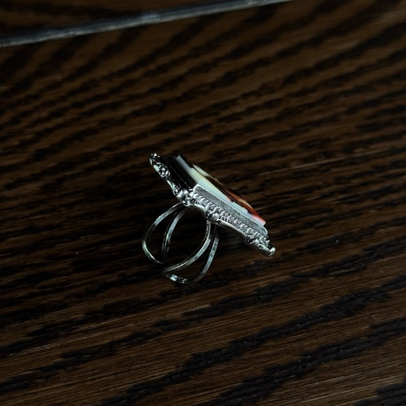 Native American Silver Picture Cuff Ring - Picture 3 of 3